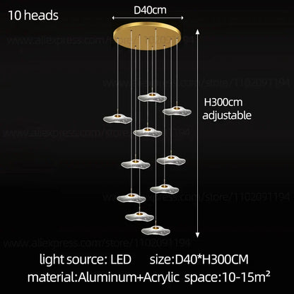 DecorBites™ LED Lotus Staircase Chandelier: Modern Design for Hotel Lobby, Villa, Kitchen Lighting