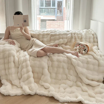 DecorBites™ Deluxe Faux Rabbit Fur Bedding Set: Soft Velvet, Plush Warmth for Winter