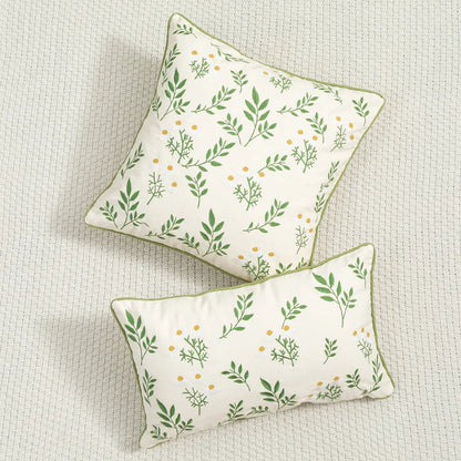 DecorBites™ Botanical Floral Embroidered Cushion Cover - Country Style Decorative Pillowcase