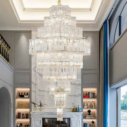 DecorBites™ Crystal Chandelier for Living Room in European Duplex Villa with Post-Modern Hall Luxury