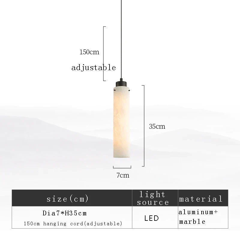 DecorBites™ Black Gold Marble Cylinder Pendant Light for Modern Home Decor
