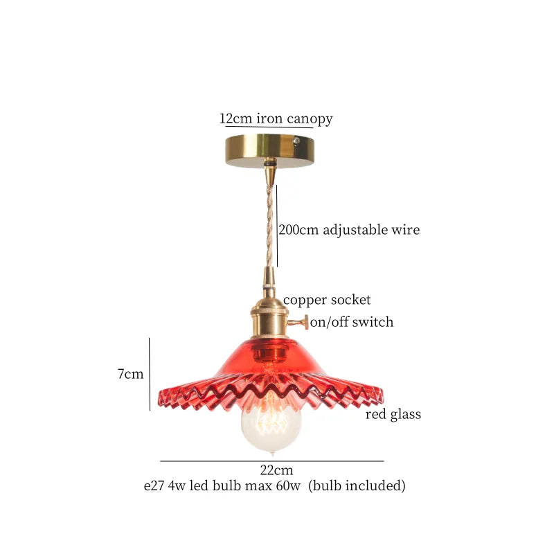 DecorBites™ Brass Amber Glass LED Pendant Light for Restaurant Bedside Kitchen Loft Bar