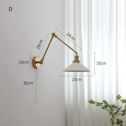 DecorBites™ Copper Swing Arm Wall Lights Sconce Up Down LED Modern Ceramic Lampshade