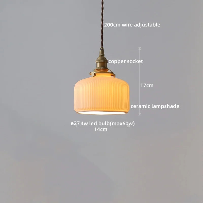 DecorBites™ Japanese Style LED Pendant Lamp Copper Glass Hanging Light Fixtures