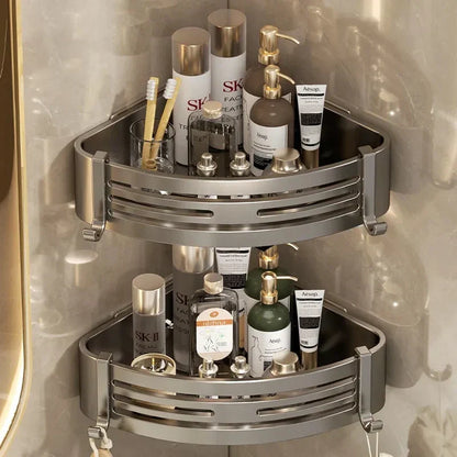 DecorBites™ Corner Shelf Organizer: Wall Mounted Storage Rack for Bathroom and Kitchen