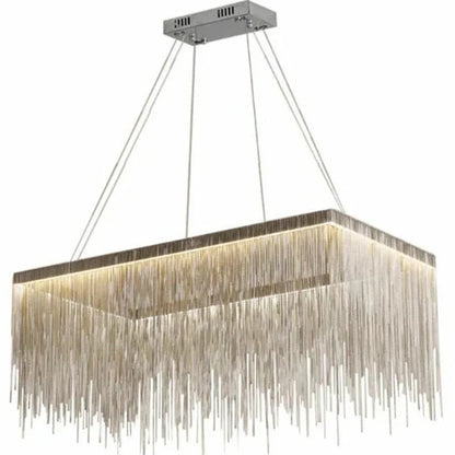 DecorBites™ LED Aluminum Tassel Chandelier: Modern Waterfall Pendant Light for Living Room, Hotel, Hall