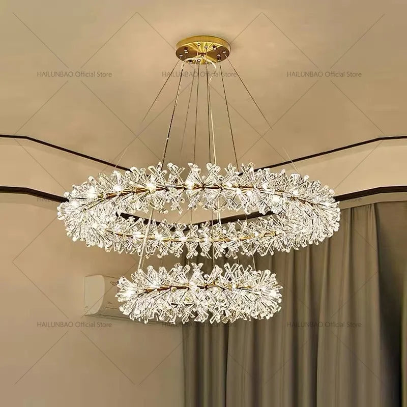 DecorBites™ Crystal Chandelier for Living and Dining Room High-End Elegant Bedroom Lighting