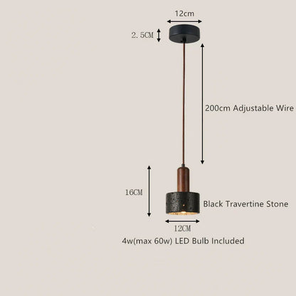 DecorBites™ Black Travertine LED Pendant Lamp for Dining Living Room Bedroom and Cafe