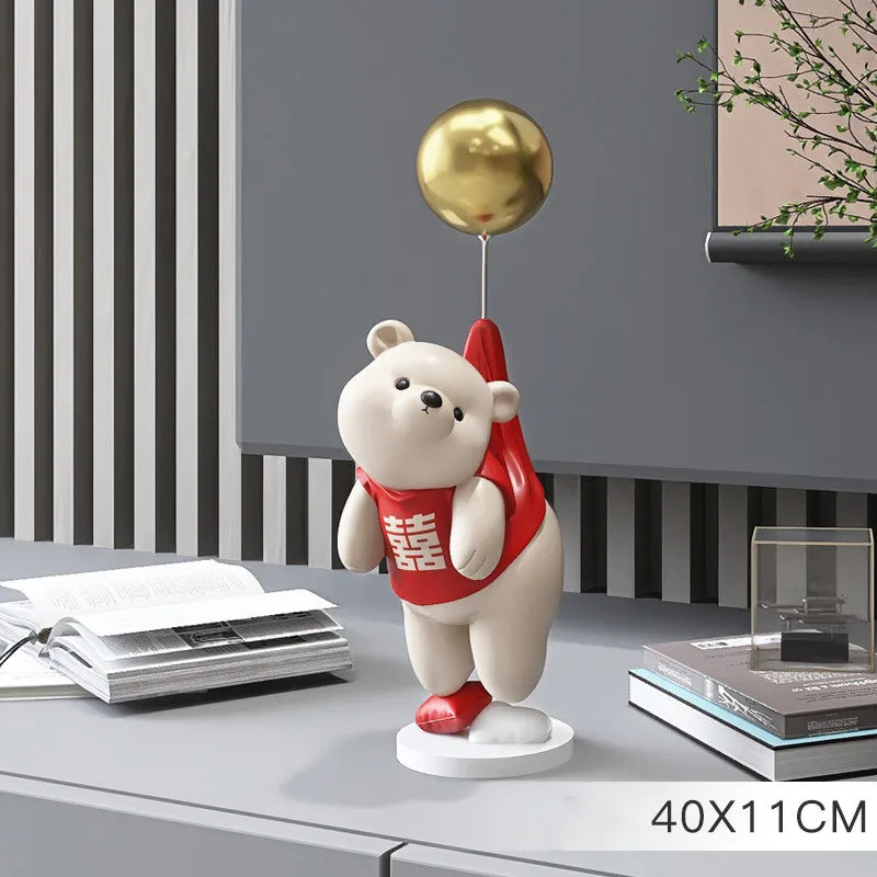 DecorBites™ Balloon Polar Bear Resin Ornaments: Home Decor Craft, Office Desk Figurine sculpt