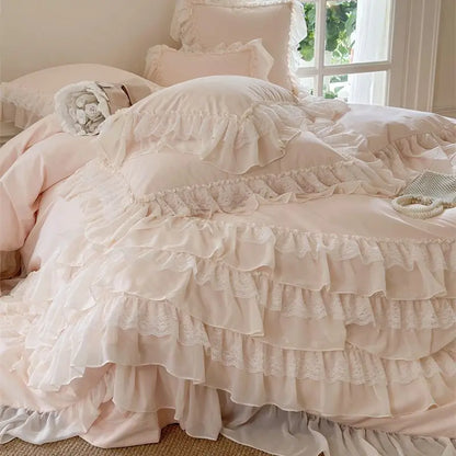 DecorBites™ French Princess Bedding Set with Ruffles and Lace