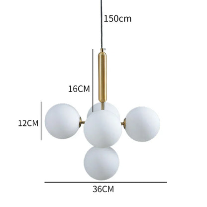 DecorBites™ Golden Glass Balls Chandelier Ceiling Light for Elegant Home Decor