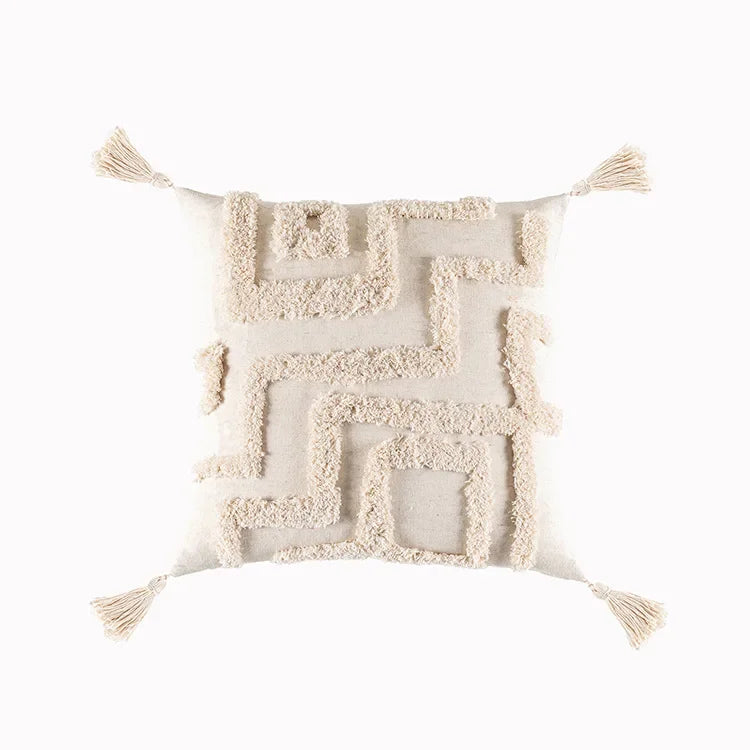 DecorBites™ Boho Geometric Tufted Tassel Cushion Cover 30x50/45x45cm