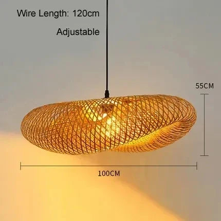 DecorBites™ Bamboo Wave Pendant Lights - Handmade Rattan Shade for Indoor House Lighting