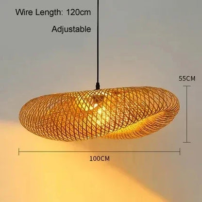 DecorBites™ Bamboo Wave Pendant Lights - Handmade Rattan Shade for Indoor House Lighting