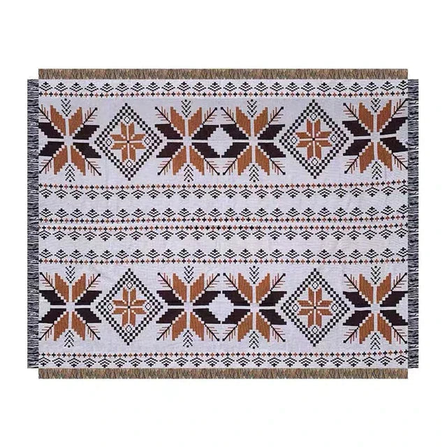 DecorBites™ Geometric Cotton Knitted Sofa Blanket & Tapestry