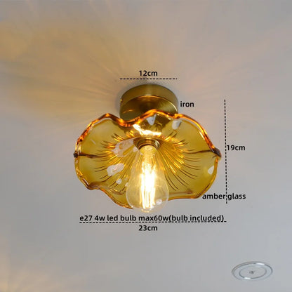 DecorBites™ Green Glass LED Ceiling Light Modern Iron Copper Lampara Techo for Home Decor
