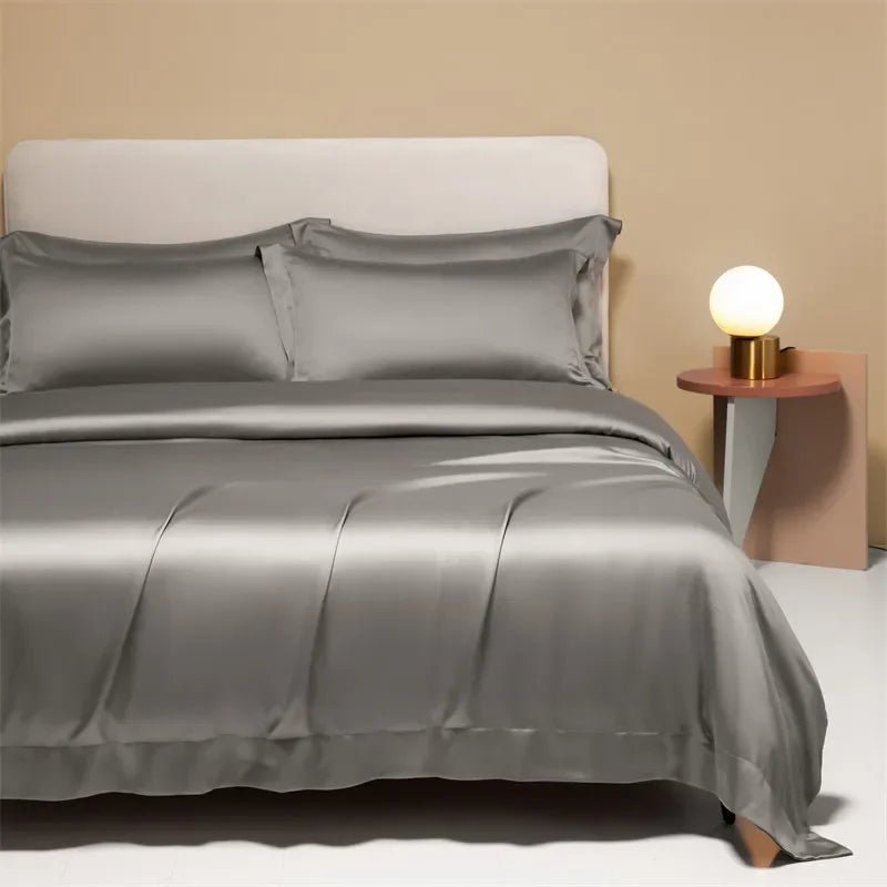 DecorBites™ 120S Natural Fabric Bedding Set Summer Cooling Fitted Sheet Skin Friendly Bedclothes
