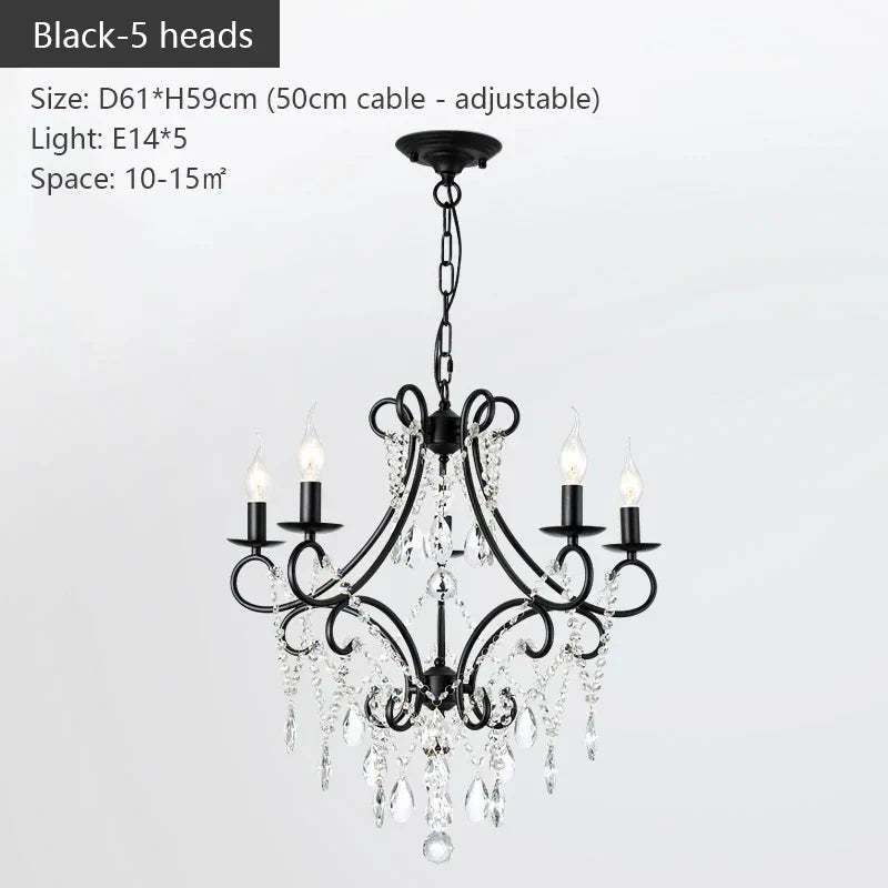 DecorBites™ Iron Crystal Chandelier: Modern Luxury Industrial Style for Home Living/Dining Room
