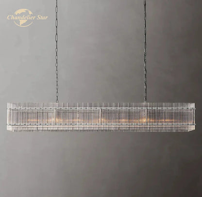 DecorBites™ LED San Marco Glass Chandelier: Modern Rectangular Lighting for Dining, Kitchen, Living Room