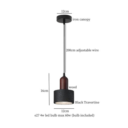 DecorBites™ Black Travertine Pendant Light - Nordic Minimalism LED Pendant Lamps for Living Dining Room