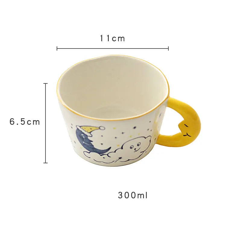 DecorBites™ Bear Moon Ceramic Mug: Cute Hand Painted Coffee Cup for Kitchen Drinkware