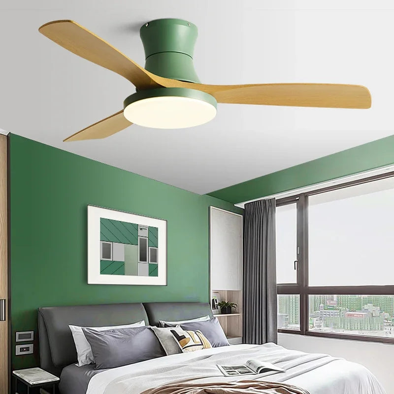 DecorBites™ Low Profile Ceiling Fan Light with Black ABS Blades and Remote Control