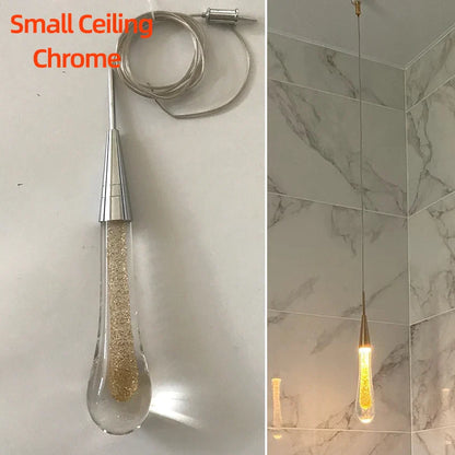 DecorBites™ Crystal Glass LED Pendant Tear Drop Light Chandelier