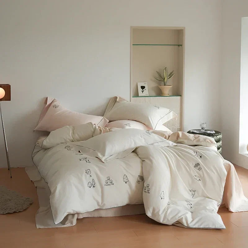 DecorBites™ Brushed Volcanic Fleece Bedding Set: Luxe 100% Cotton Duvet Cover & Pillowcases