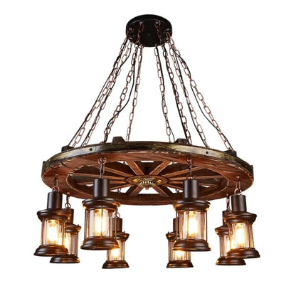 DecorBites™ Iron Wheel LED Pendant Lights - Industrial Metallic Lustre Hanging Lamps