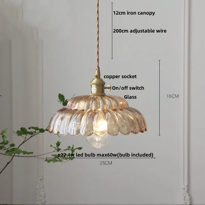 DecorBites™ Amber Flower Glass LED Pendant Lights for Home Decor