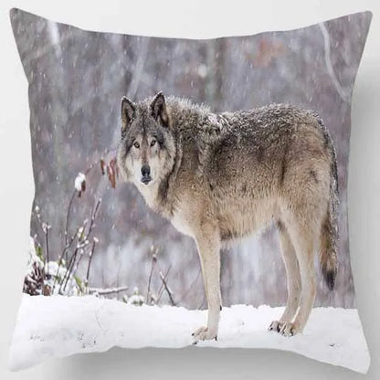 DecorBites™ Animals World Tiger Lion Pillow Case for Cute Home Decor in Sofa Living Room