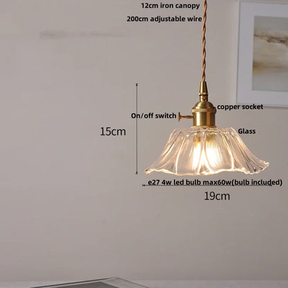 DecorBites™ Amber Flower Glass Pendant Light LED Kitchen Decor Home Reading Room