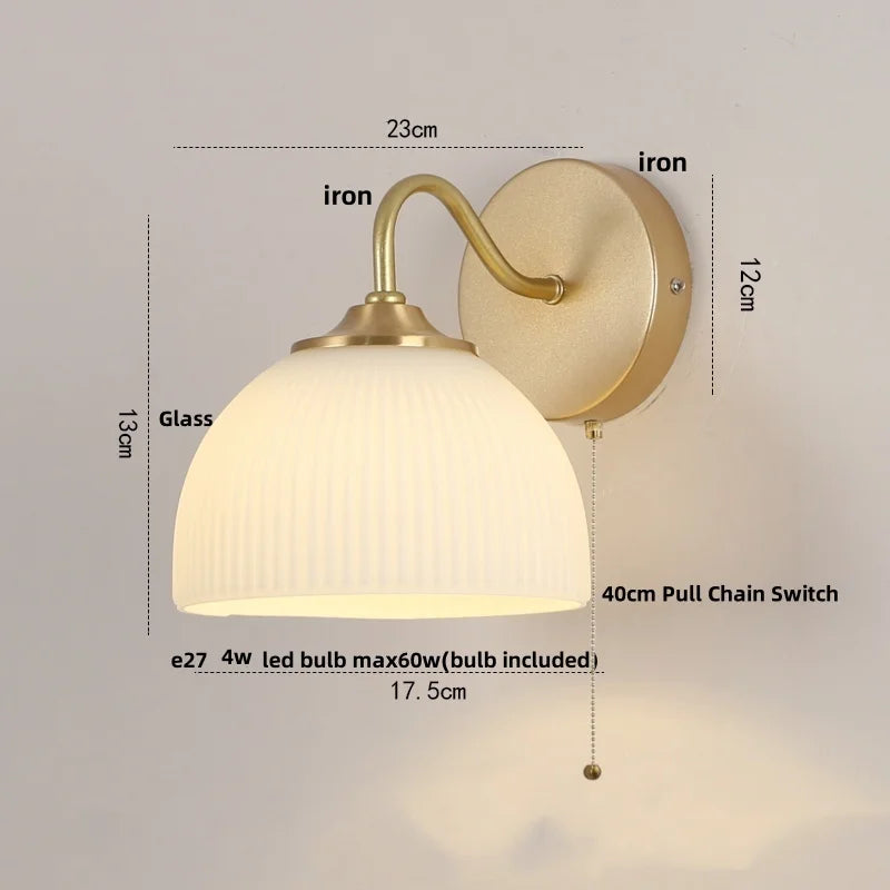 DecorBites™ Iron LED Wall Sconce Pull Chain Switch Stair Light Fixtures for Modern Home