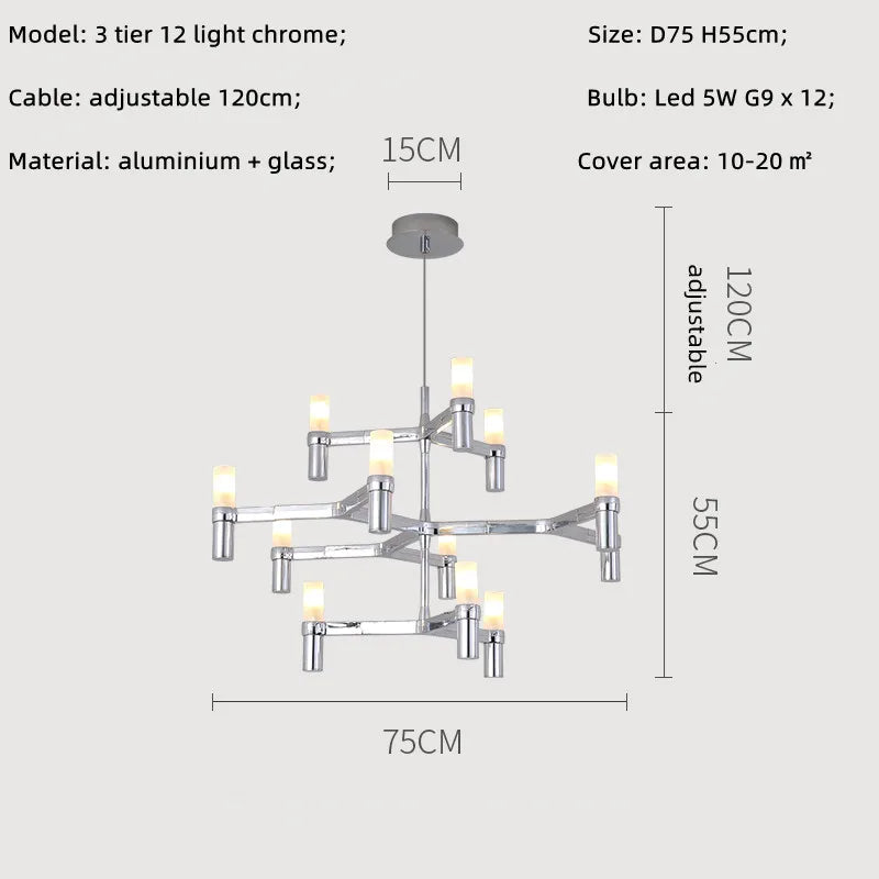 DecorBites™ Crown Major Chandelier: Modern Luxury LED Light for Kitchen, Hotel, Living Room