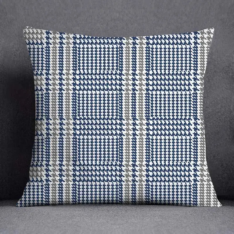 DecorBites™ Blue Geometric Floral Design Pillowcase - Modern Home Decor Cushion Cover