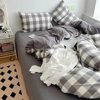 ™ Japanese Style Cotton Printed 4Pcs Bedding Set with Double-Sided Design