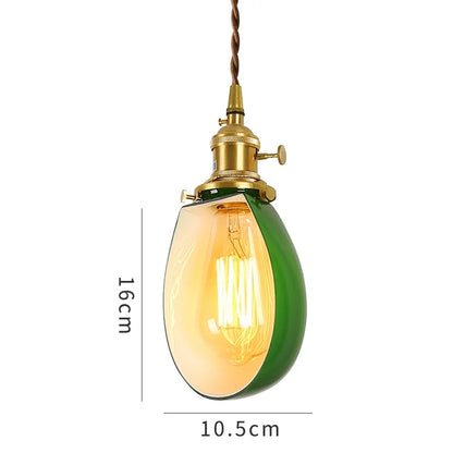 ™ Green Glass LED Pendant Light for Home, Restaurant, Bar, and Loft Style Decor.