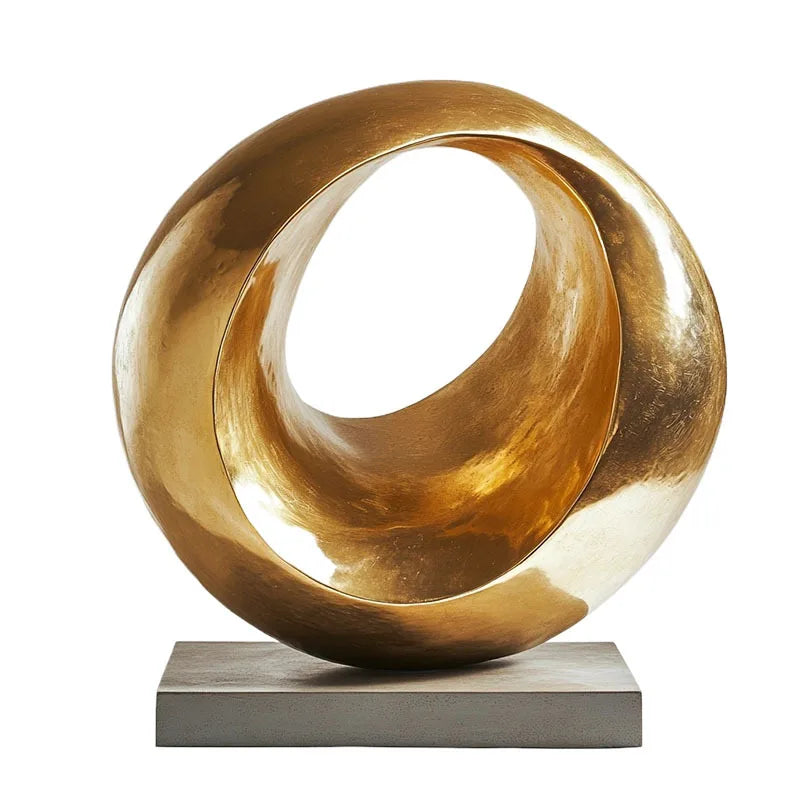 ™ Golden Ring Abstract Resin Figurines, Home Decor, Geometric Design