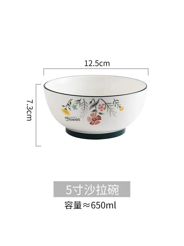 DecorBites™ Bone China Rice Noodles Bowl and Dinner Plate Set