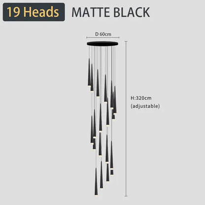 DecorBites™ Black LED Ceiling Chandelier: Stylish Staircase Lighting for Home Decor & Living Room