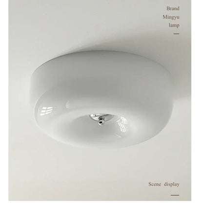 DecorBites™ Cream Bauhaus Style Ceiling Lamp for Bedroom with Medieval French Glass