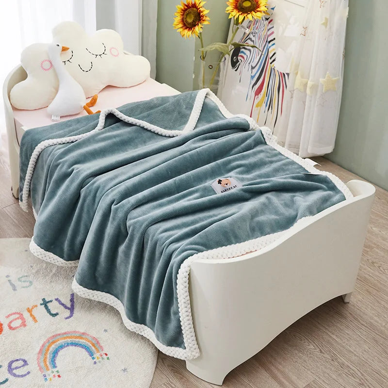 DecorBites™ Kids Flannel Nap Blanket - Lightweight & Cozy Single Bed Cover