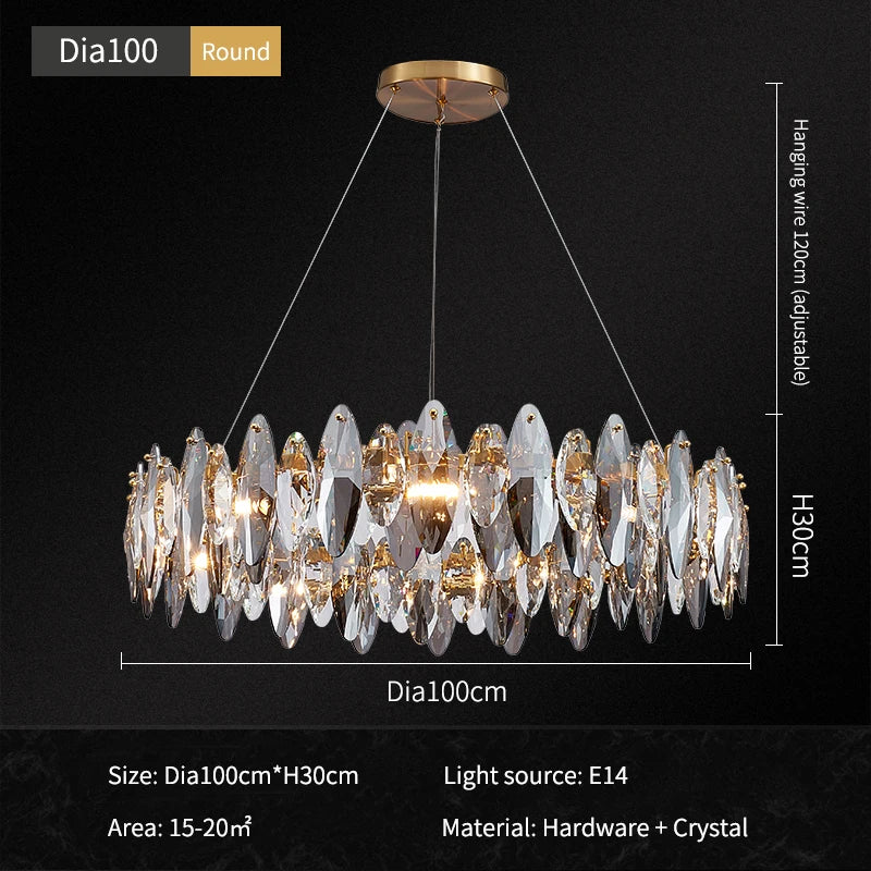 DecorBites™ Ash Crystal Ceiling Chandeliers: Modern Home Decor Hanging Lighting