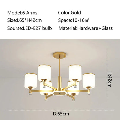 DecorBites™ Glass Chandelier: Nordic Modern LED Hanging Light for Living Room and Bedroom