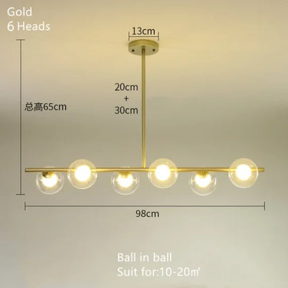 ™ Gold Glass Ball LED Pendant Light for Kitchen Dining Room Lighting