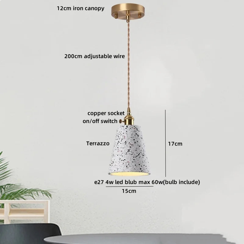 DecorBites™ Black Terrazzo LED Pendant Lamp for Dining Living Room Staircase