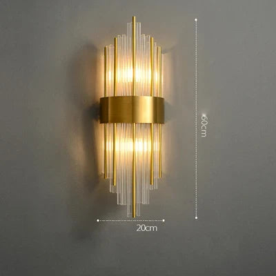 DecorBites™ Art Deco Stainless Steel Crystal LED Wall Sconce Black Gold Bedroom Corridor