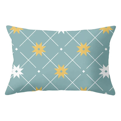 DecorBites™ Geometric Striped Curved Rectangle Pillowcase - Yellow Blue Sofa Throw Pillows