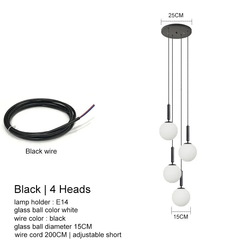 DecorBites™ LED Glass Ball Chandelier for Home Dining Hotel Decor