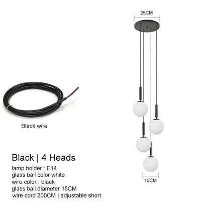 DecorBites™ LED Glass Ball Chandelier for Home Dining Hotel Decor